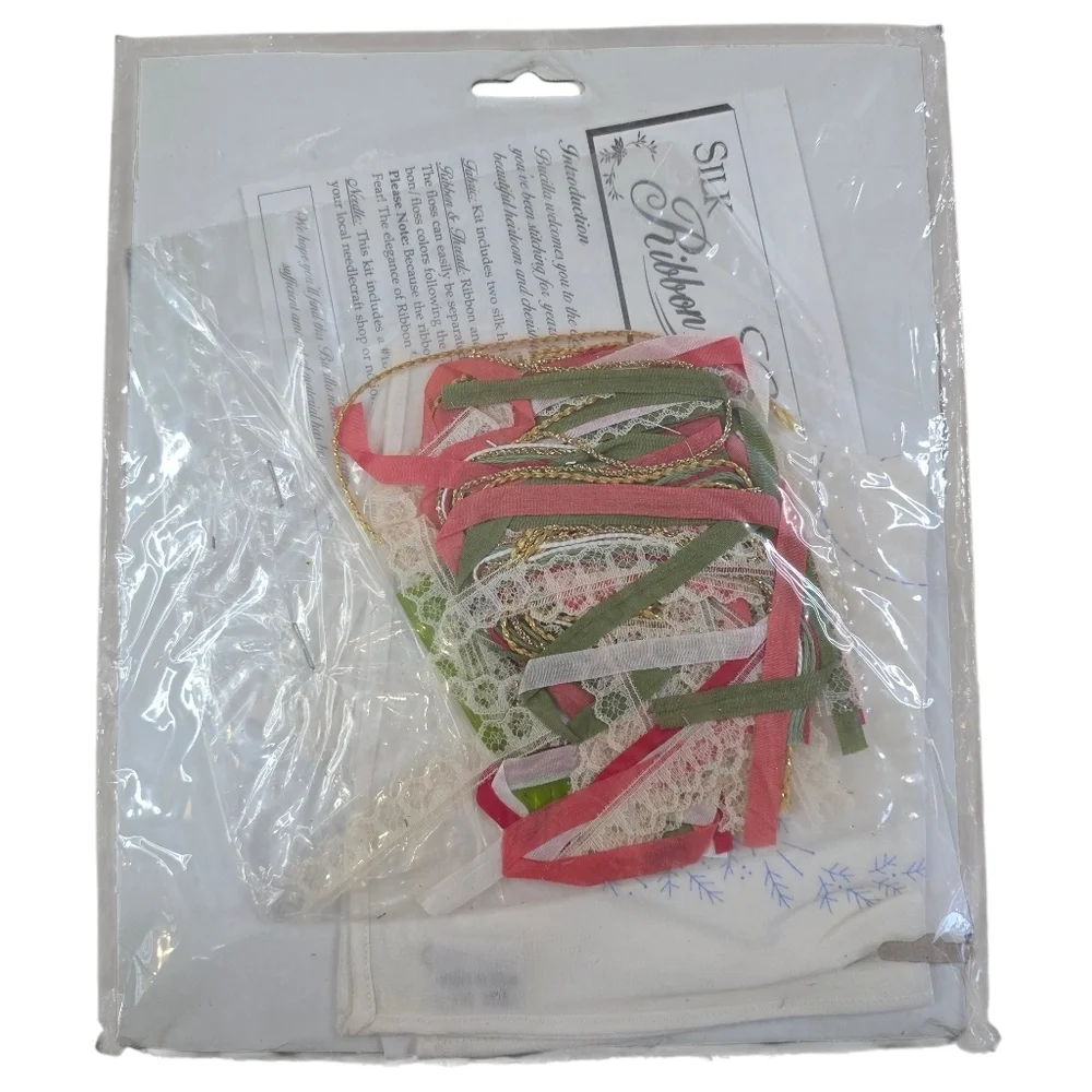 Vintage 1995 Bucilla Silk Ribbon Embroidery Kit Noel Angel Christmas Craft